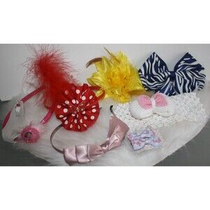 Lot of 7 Girls Hair Accessories Headbands Bows Clips Colorful NIP